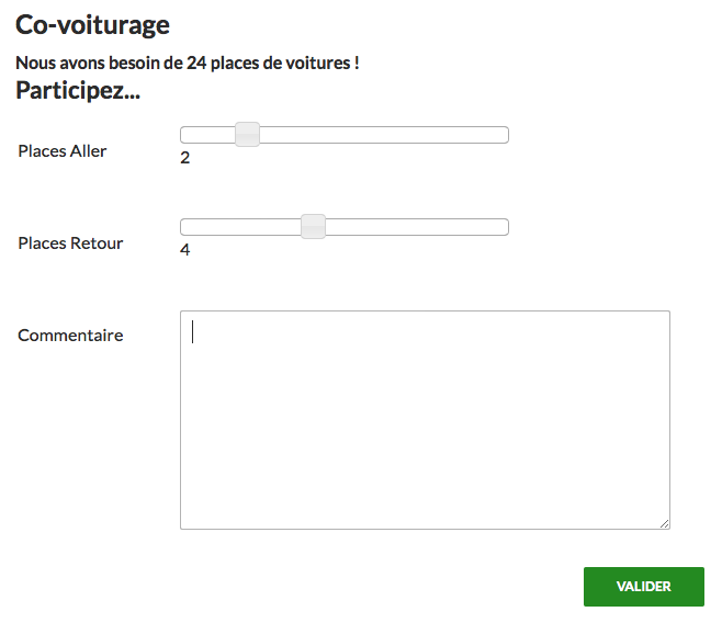 Formulaire de participation au co-voiturage